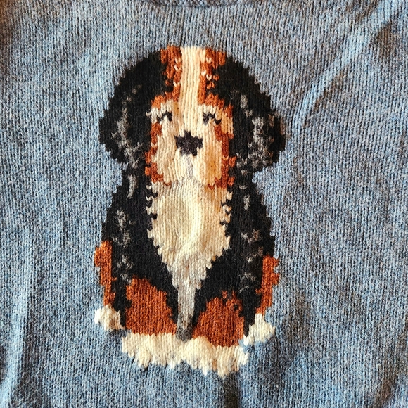 Janie and Jack "Best Friend" dog Sweater Size 18-24 months Color Slate Blue - Picture 3 of 7